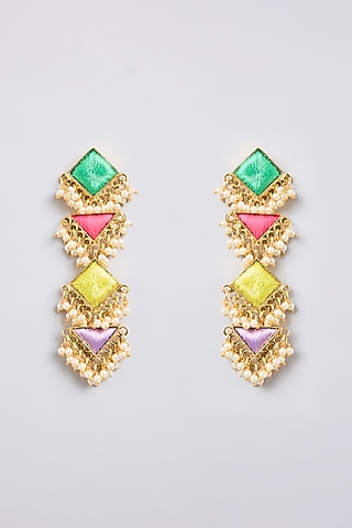 Multi-Colored Mixed Metal Dangler Earrings by Bauble Bazaar