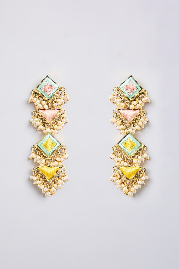 Multi-Colored Mixed Metal Dangler Earrings by Bauble Bazaar at Pernia's Pop Up Shop