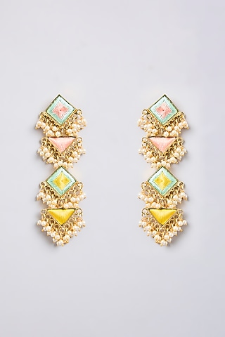 Multi-Colored Mixed Metal Dangler Earrings by Bauble Bazaar