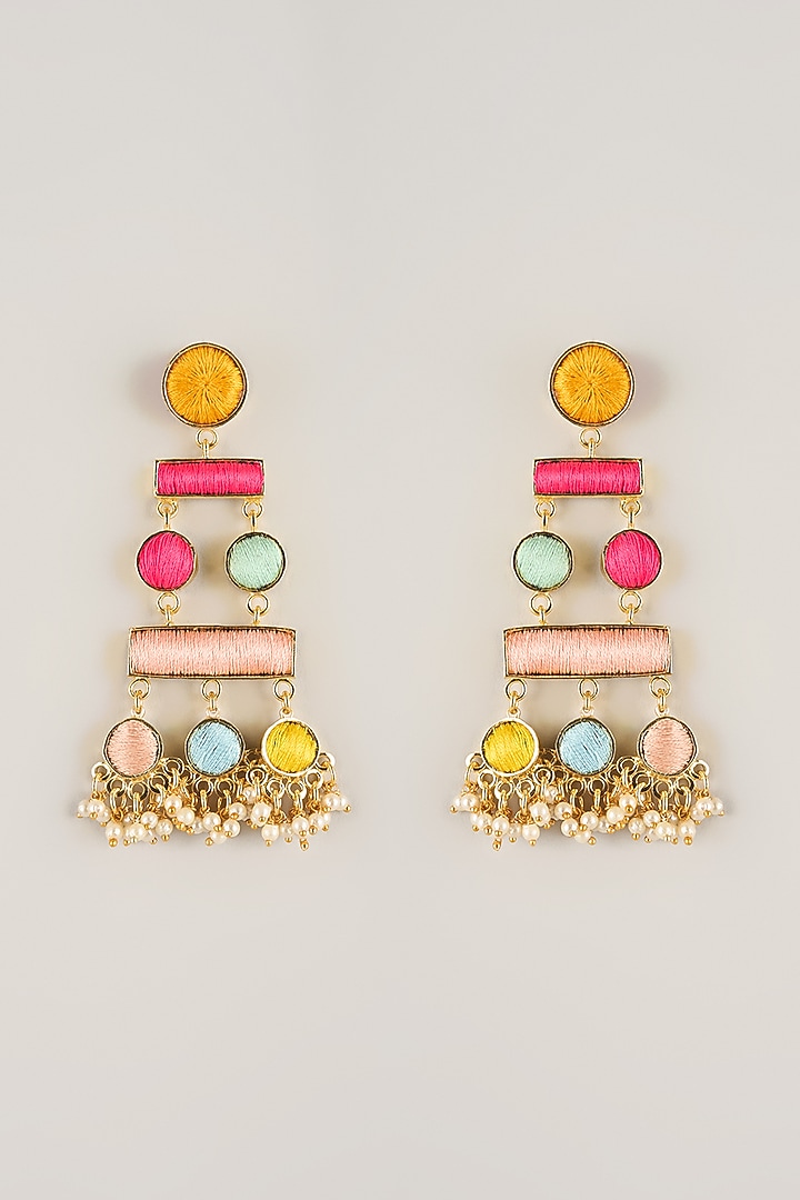 Multi-Colored Pearl Beaded Dangler Earrings by Bauble Bazaar at Pernia's Pop Up Shop
