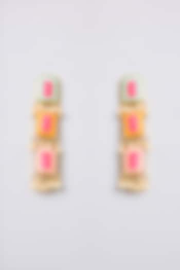 Multi-Colored Thread Embroidered Dangler Earrings by Bauble Bazaar at Pernia's Pop Up Shop