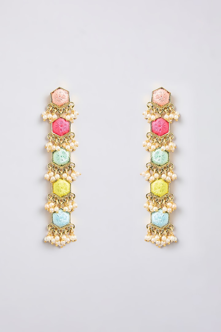 Multi-Colored Mixed Metal Dangler Earrings by Bauble Bazaar at Pernia's Pop Up Shop