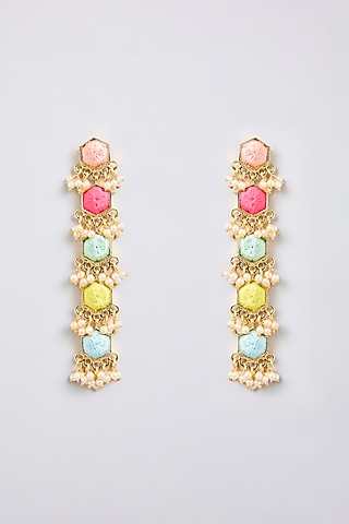 Multi-Colored Mixed Metal Dangler Earrings by Bauble Bazaar