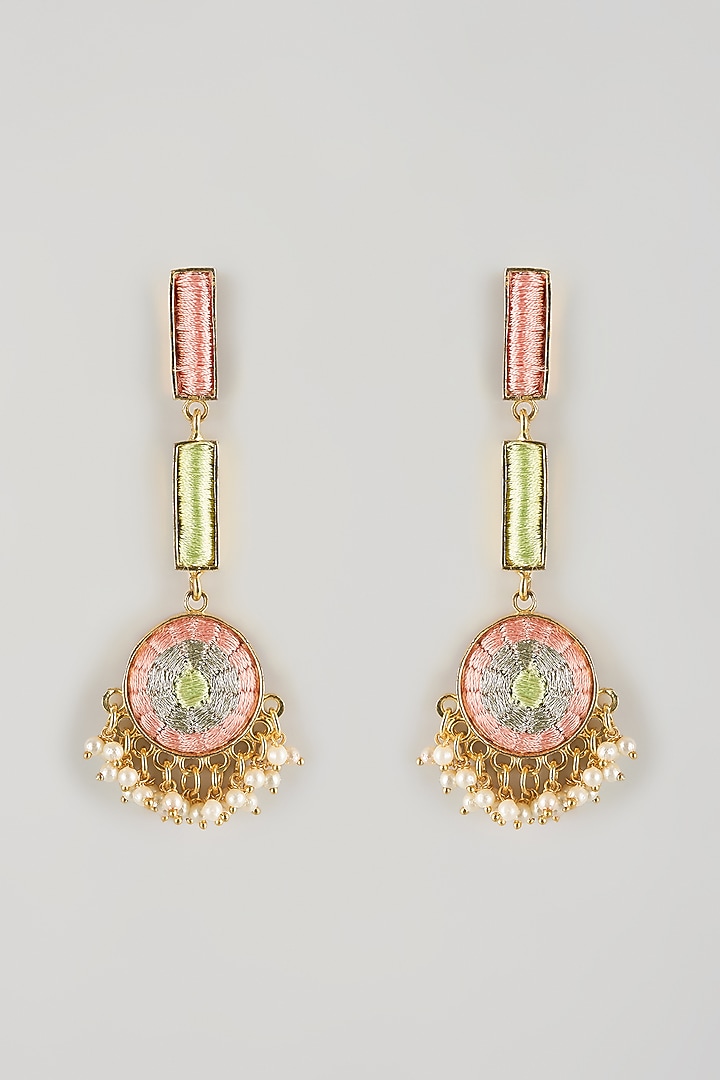 Multi-Colored Brass Threadwork Dangler Earrings by Bauble Bazaar at Pernia's Pop Up Shop