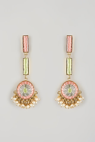 Multi-Colored Brass Threadwork Dangler Earrings by Bauble Bazaar