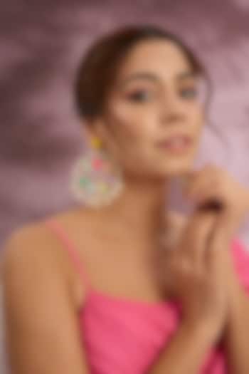 Multi-Colored Silk Thread Embroidered Dangler Earrings by Bauble Bazaar at Pernia's Pop Up Shop