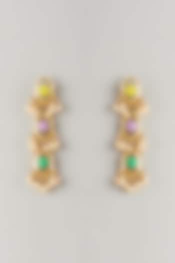 Multi-Colored Stone & Silk Thread Dangler Earrings by Bauble Bazaar at Pernia's Pop Up Shop