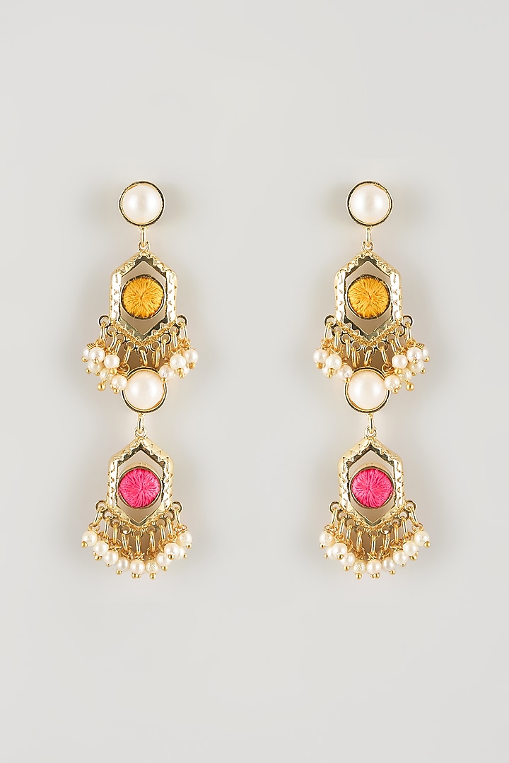 Multi-Colored Brass Threadwork Dangler Earrings by Bauble Bazaar at Pernia's Pop Up Shop