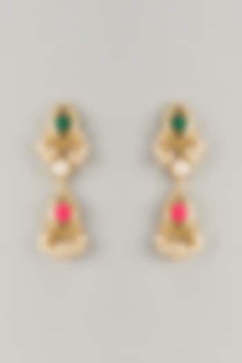 Multi-Colored Stone & Silk Thread Dangler Earrings by Bauble Bazaar at Pernia's Pop Up Shop