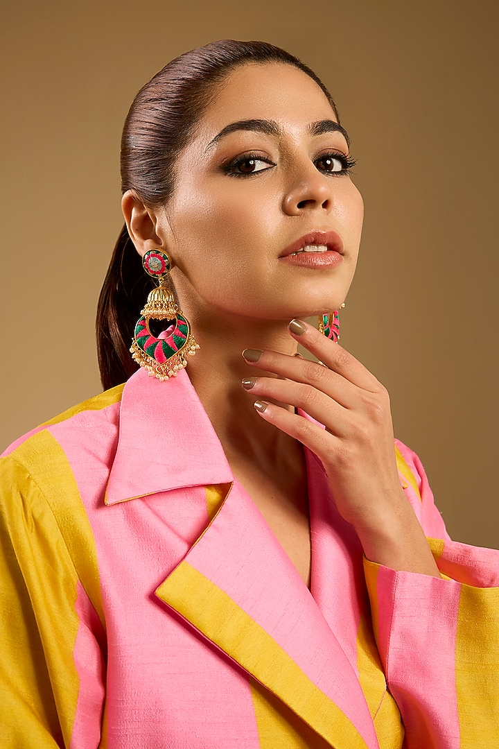 Multi-Colored Stone & Silk Thread Dangler Earrings by Bauble Bazaar at Pernia's Pop Up Shop