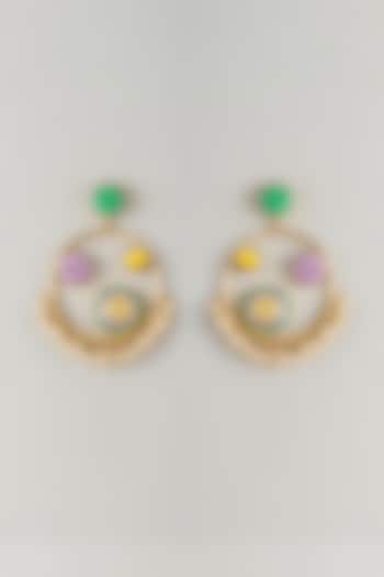 Multi-Colored Stone & Silk Thread Dangler Earrings by Bauble Bazaar at Pernia's Pop Up Shop