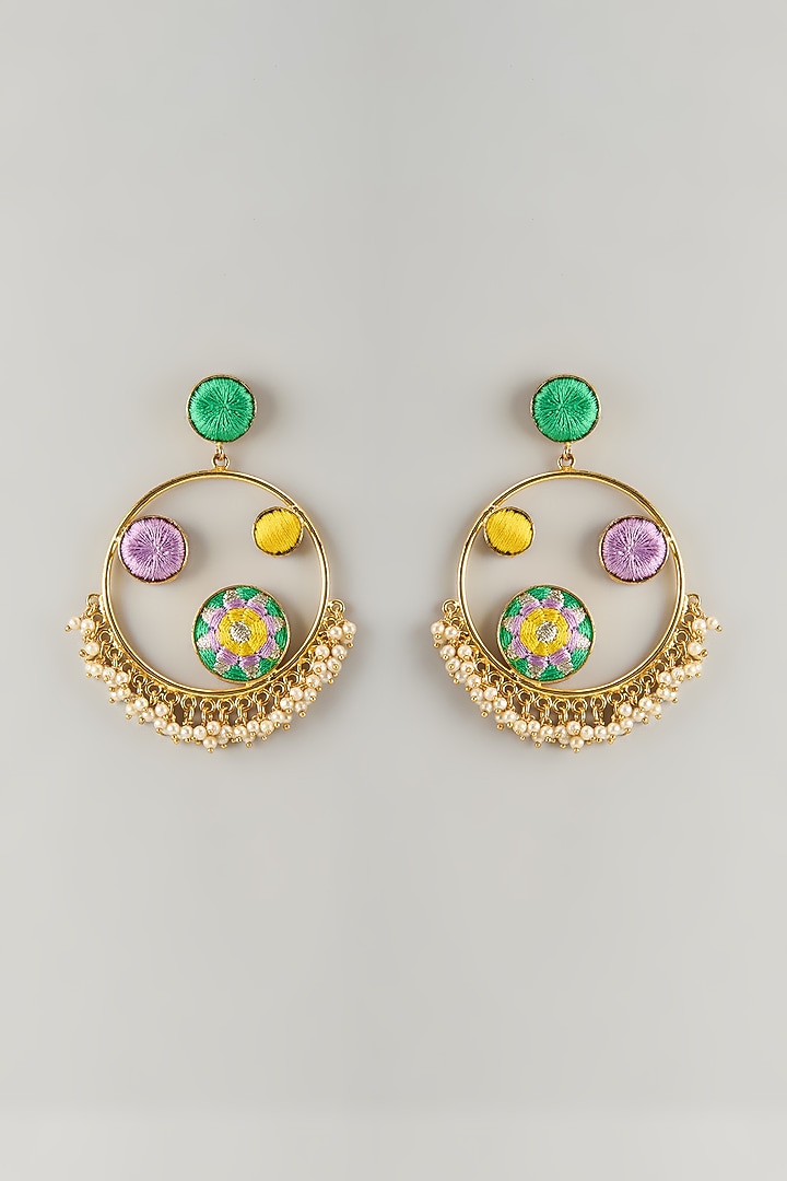 Multi-Colored Stone & Silk Thread Dangler Earrings by Bauble Bazaar at Pernia's Pop Up Shop