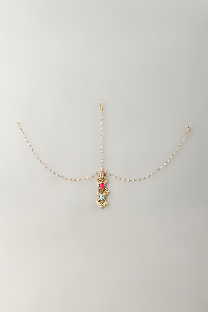 Multi-Colored Stone & Silk Thread Mathapatti by Bauble Bazaar at Pernia's Pop Up Shop