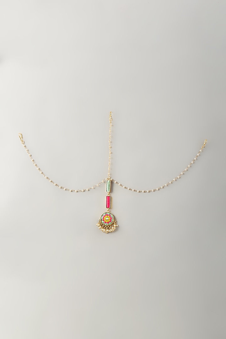 Multi-Colored Stone & Silk Thread Mathapatti by Bauble Bazaar at Pernia's Pop Up Shop