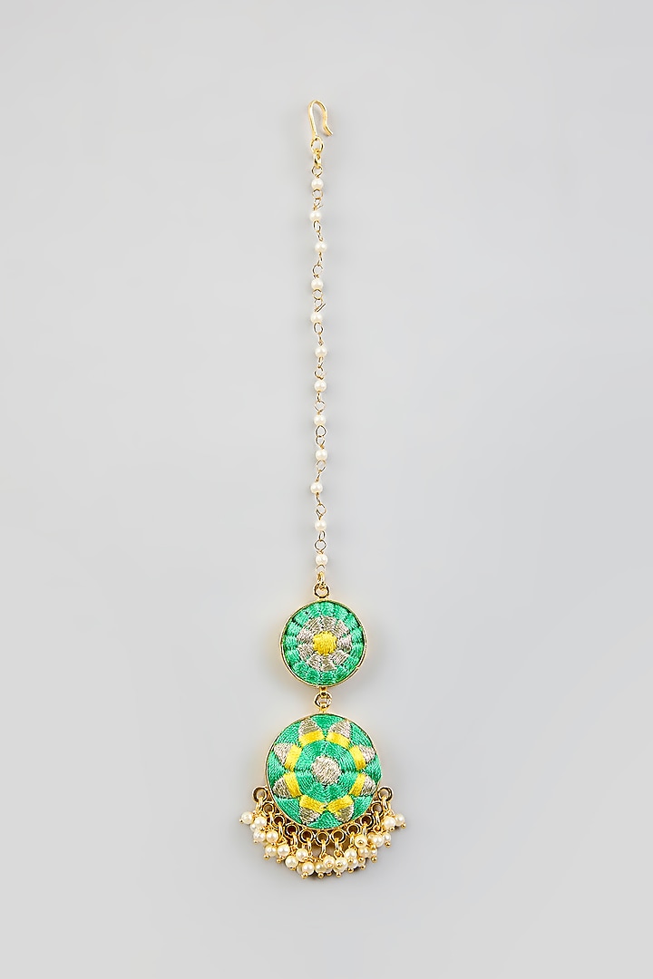 Multi-Colored Silk Thread Embroidered Necklace Set by Bauble Bazaar at Pernia's Pop Up Shop