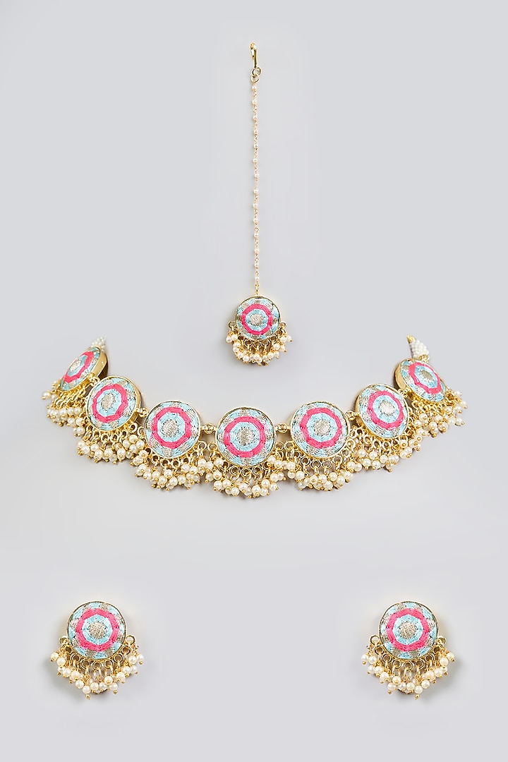 Multi-Colored Mixed Metal Necklace Set by Bauble Bazaar at Pernia's Pop Up Shop