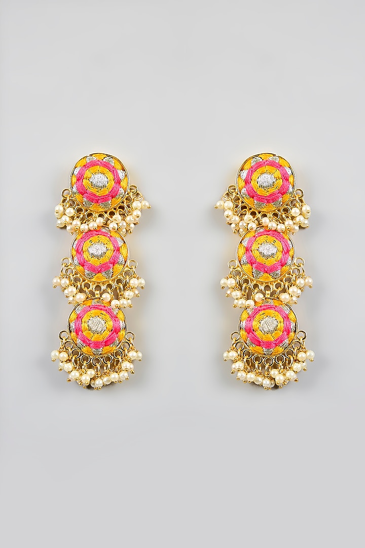 Multi-Colored Silk Thread Embroidered Necklace Set by Bauble Bazaar at Pernia's Pop Up Shop