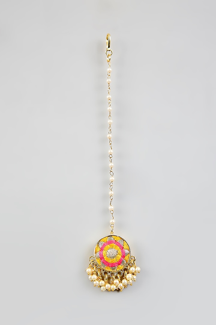 Multi-Colored Silk Thread Embroidered Necklace Set by Bauble Bazaar at Pernia's Pop Up Shop