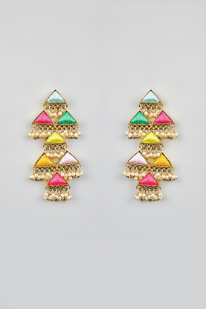 Multi-Colored Silk Thread Embroidered Necklace Set by Bauble Bazaar at Pernia's Pop Up Shop
