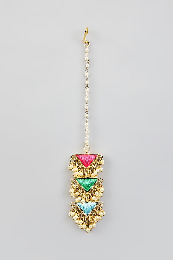 Multi-Colored Silk Thread Embroidered Necklace Set by Bauble Bazaar at Pernia's Pop Up Shop