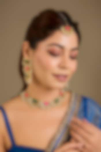 Multi-Colored Thread Embroidered Necklace Set by Bauble Bazaar at Pernia's Pop Up Shop