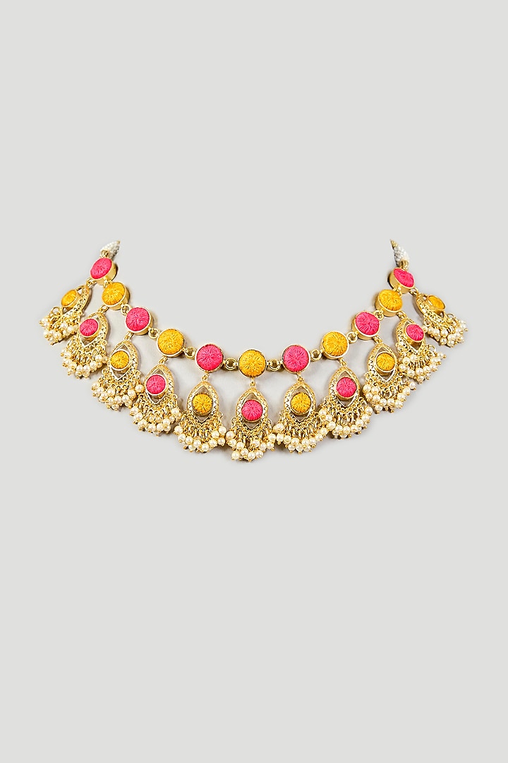 Multi-Colored Silk Thread Embroidered Necklace by Bauble Bazaar at Pernia's Pop Up Shop