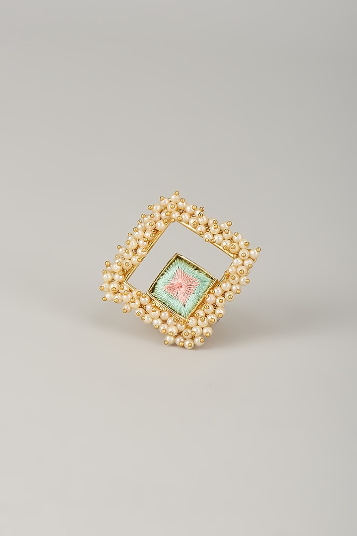 Multi-Colored Stone & Silk Thread Ring by Bauble Bazaar at Pernia's Pop Up Shop