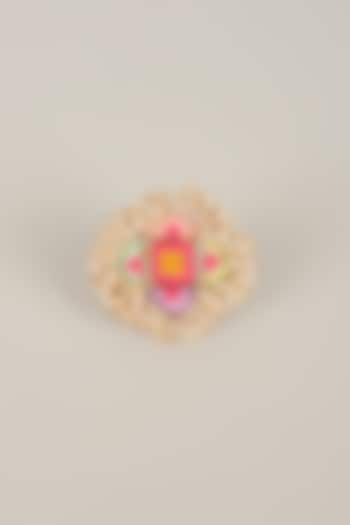Multi-Colored Pearl Beaded Adjustable Ring by Bauble Bazaar at Pernia's Pop Up Shop
