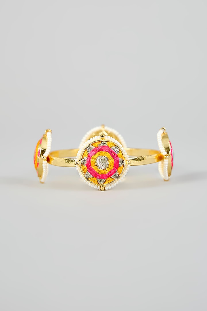Multi-Colored Silk Thread Embroidered Bangle by Bauble Bazaar at Pernia's Pop Up Shop