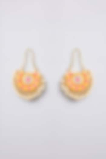 Multi-Colored Thread Embroidered Dangler Earrings by Bauble Bazaar at Pernia's Pop Up Shop