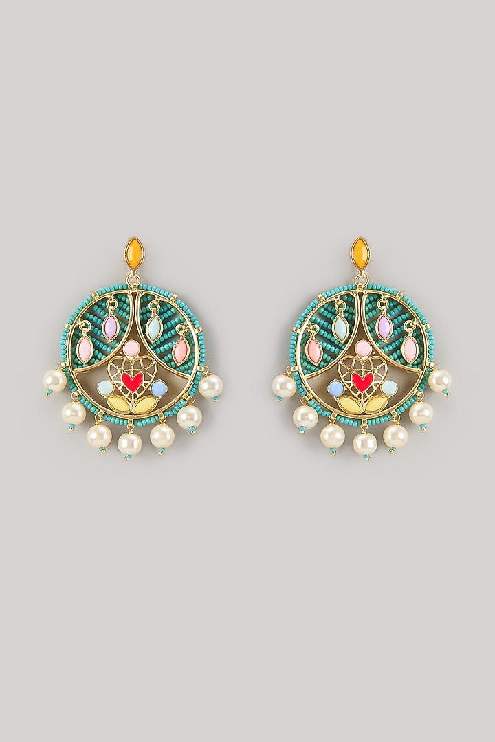Multi-Colored Beaded Dangler Earrings by Bauble Bazaar at Pernia's Pop Up Shop