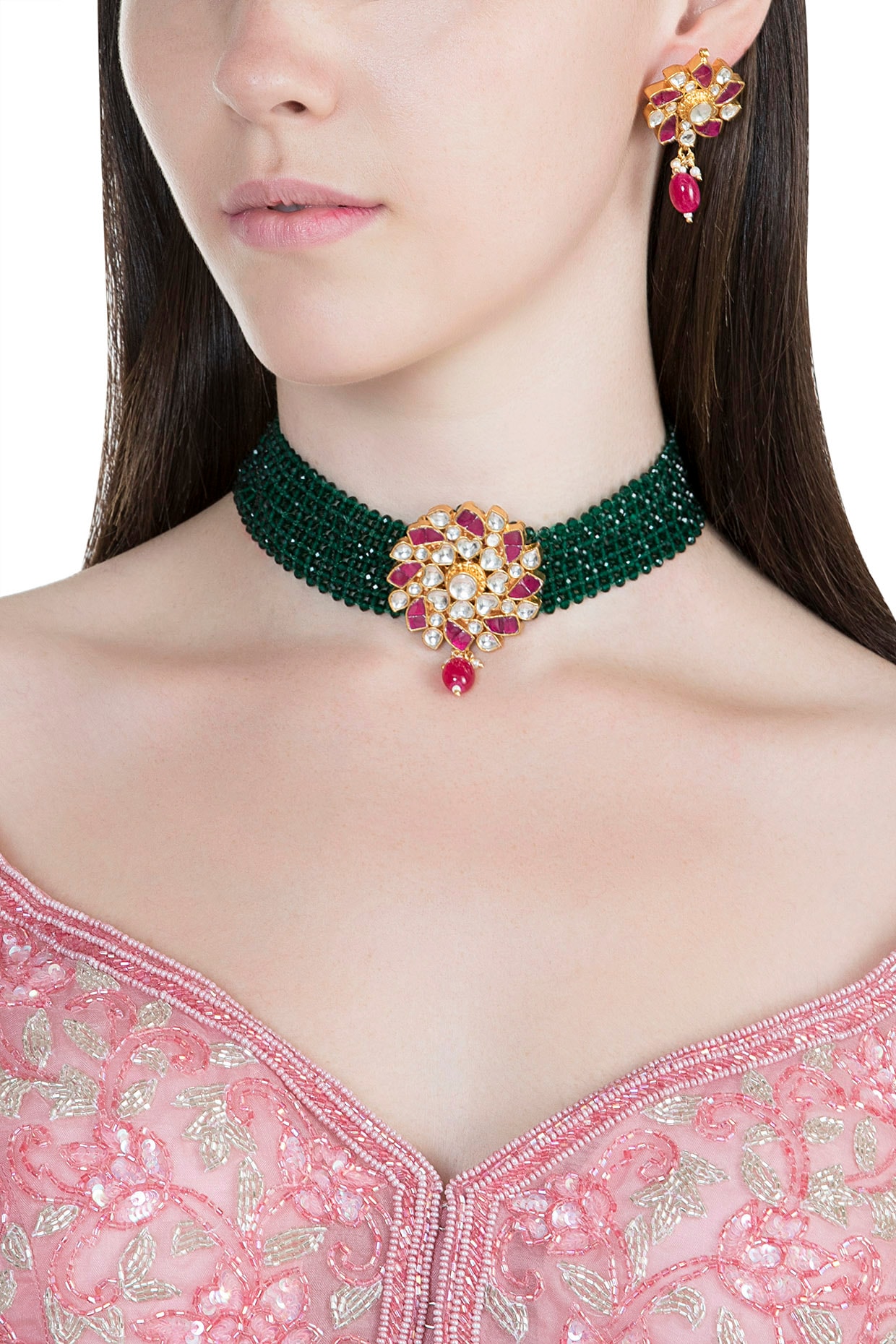 Emerald choker gold Clearance