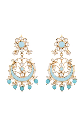 Gold Plated Pachi Kundan & Turquoise Stone Earrings Design by Bauble ...