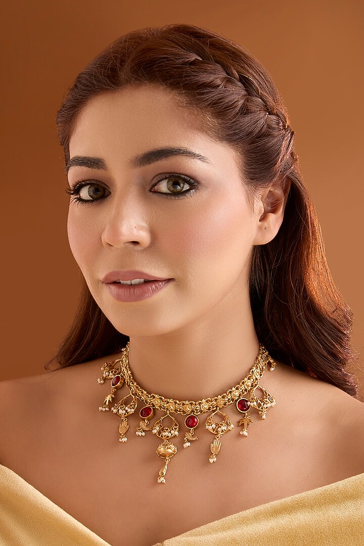 Gold Finish Choker Necklace by Bauble Bazaar at Pernia's Pop Up Shop