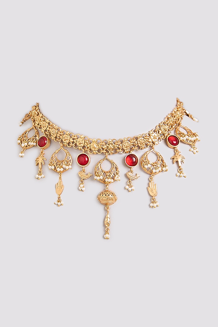 Gold Finish Choker Necklace by Bauble Bazaar at Pernia's Pop Up Shop