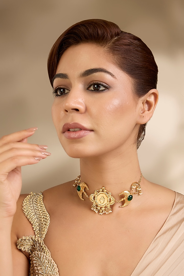 Gold Finish Choker Necklace by Bauble Bazaar at Pernia's Pop Up Shop
