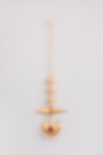 Gold Finish Ruby Stone Maangtikka by Bauble Bazaar at Pernia's Pop Up Shop
