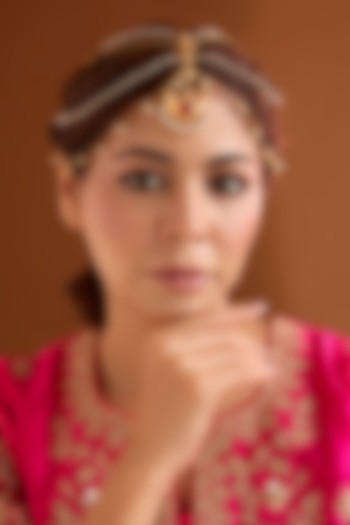 Gold Finish Ruby Stone Hair Accessory by Bauble Bazaar at Pernia's Pop Up Shop