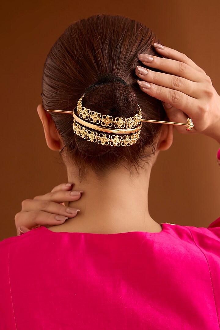 Gold Finish Hair Bun by Bauble Bazaar at Pernia's Pop Up Shop