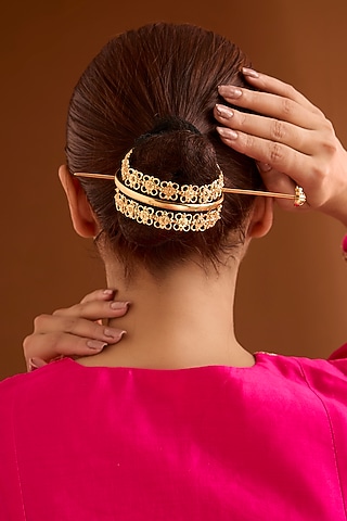 Gold Finish Hair Bun by Bauble Bazaar