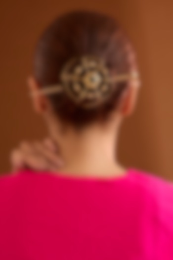 Gold Finish Emerald Stone Hair Bun by Bauble Bazaar at Pernia's Pop Up Shop