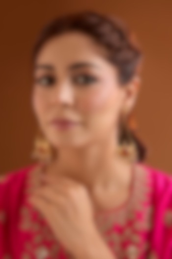 Gold Finish Ruby Stone Dangler Earrings by Bauble Bazaar at Pernia's Pop Up Shop