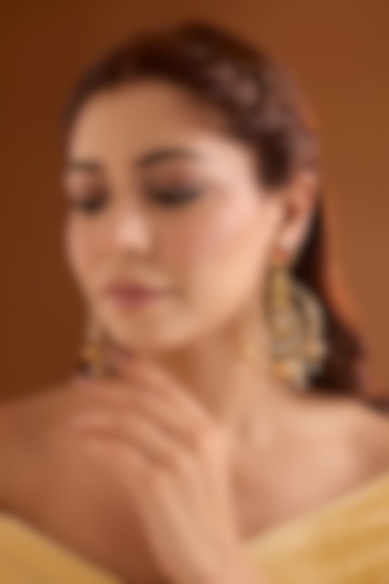 Gold Finish Ruby Stone Dangler Earrings by Bauble Bazaar at Pernia's Pop Up Shop