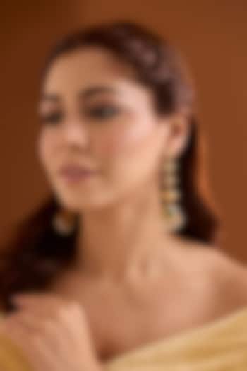 Gold Finish Emerald Stone Dangler Earrings by Bauble Bazaar at Pernia's Pop Up Shop