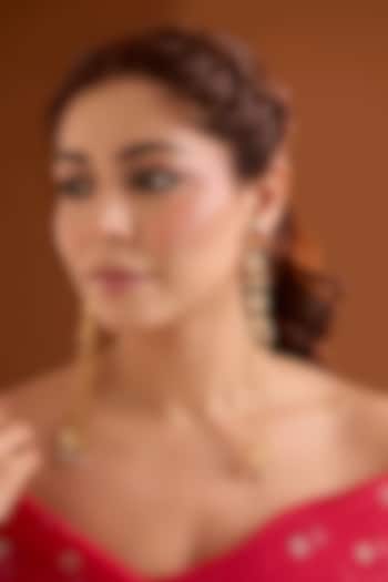 Gold Finish Ruby Stone Dangler Earrings by Bauble Bazaar at Pernia's Pop Up Shop