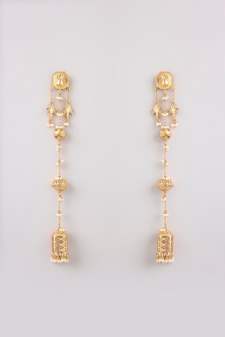 Gold Finish Dangler Earrings by Bauble Bazaar at Pernia's Pop Up Shop
