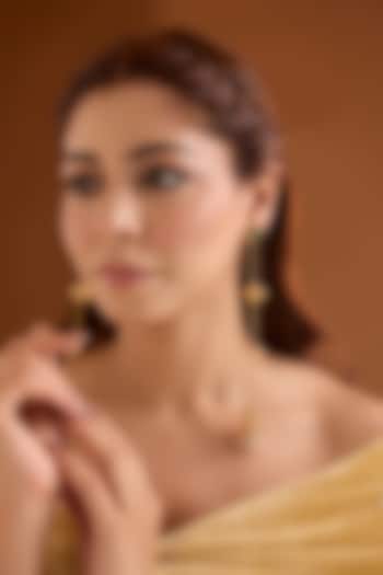 Gold Finish Emerald Stone Dangler Earrings by Bauble Bazaar at Pernia's Pop Up Shop