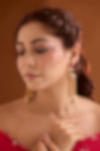 Gold Finish Ruby Stone Dangler Earrings by Bauble Bazaar at Pernia's Pop Up Shop