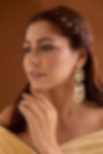 Gold Finish Emerald Stone Dangler Earrings by Bauble Bazaar at Pernia's Pop Up Shop