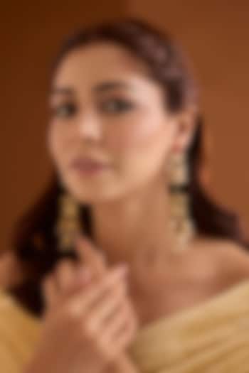 Gold Finish Ruby Stone Dangler Earrings by Bauble Bazaar at Pernia's Pop Up Shop